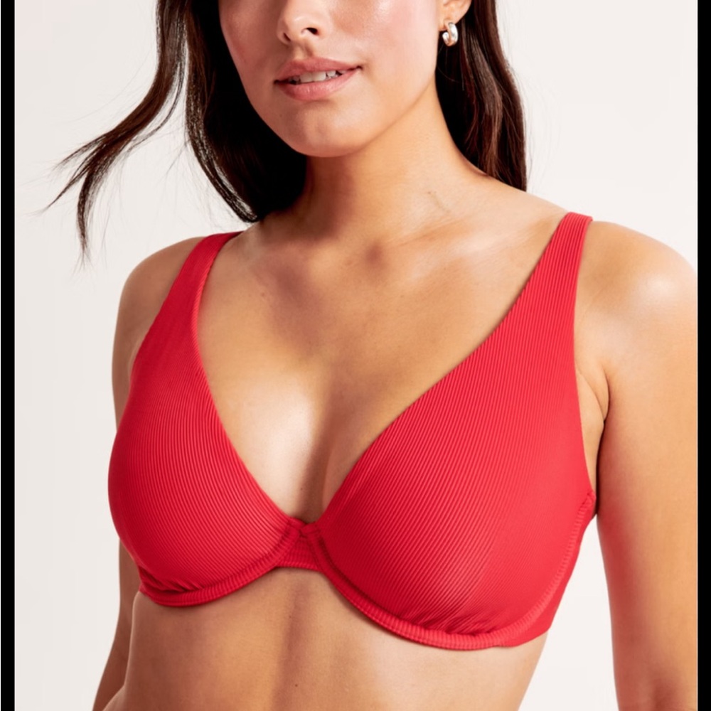 Abercrombie & Fitch Ribbed Red Underwire Bikini Top